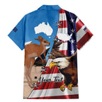 Personalised United States And Australia Family Matching Mermaid Dress and Hawaiian Shirt USA Eagle With Aussie Kangaroo