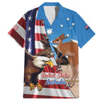 Personalised United States And Australia Family Matching Off Shoulder Maxi Dress and Hawaiian Shirt USA Eagle With Aussie Kangaroo