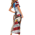 Personalised United States And Australia Family Matching Short Sleeve Bodycon Dress and Hawaiian Shirt USA Eagle With Aussie Kangaroo
