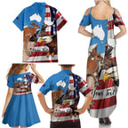 Personalised United States And Australia Family Matching Summer Maxi Dress and Hawaiian Shirt USA Eagle With Aussie Kangaroo