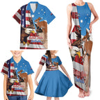 Personalised United States And Australia Family Matching Tank Maxi Dress and Hawaiian Shirt USA Eagle With Aussie Kangaroo