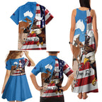 Personalised United States And Australia Family Matching Tank Maxi Dress and Hawaiian Shirt USA Eagle With Aussie Kangaroo