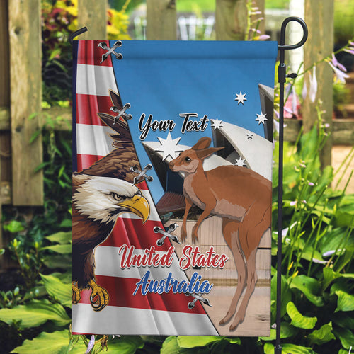 Personalised United States And Australia Garden Flag USA Eagle With Aussie Kangaroo