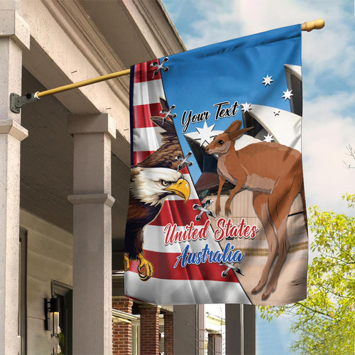 Personalised United States And Australia Garden Flag USA Eagle With Aussie Kangaroo