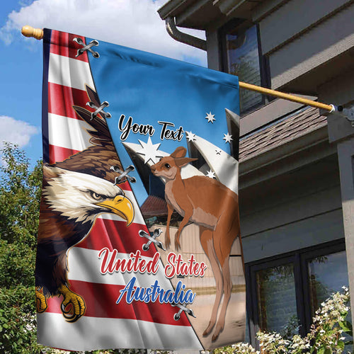 Personalised United States And Australia Garden Flag USA Eagle With Aussie Kangaroo