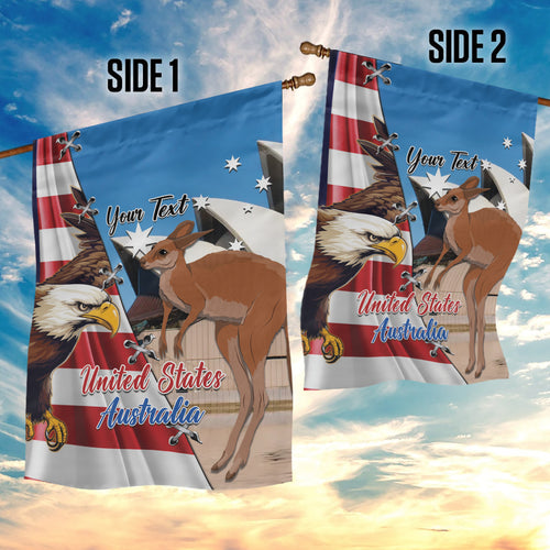 Personalised United States And Australia Garden Flag USA Eagle With Aussie Kangaroo