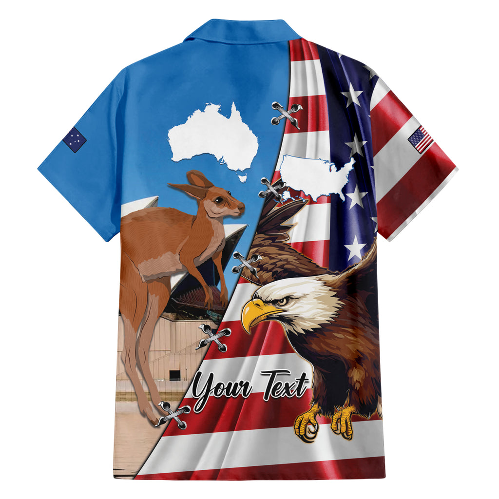 Personalised United States And Australia Hawaiian Shirt USA Eagle With Aussie Kangaroo