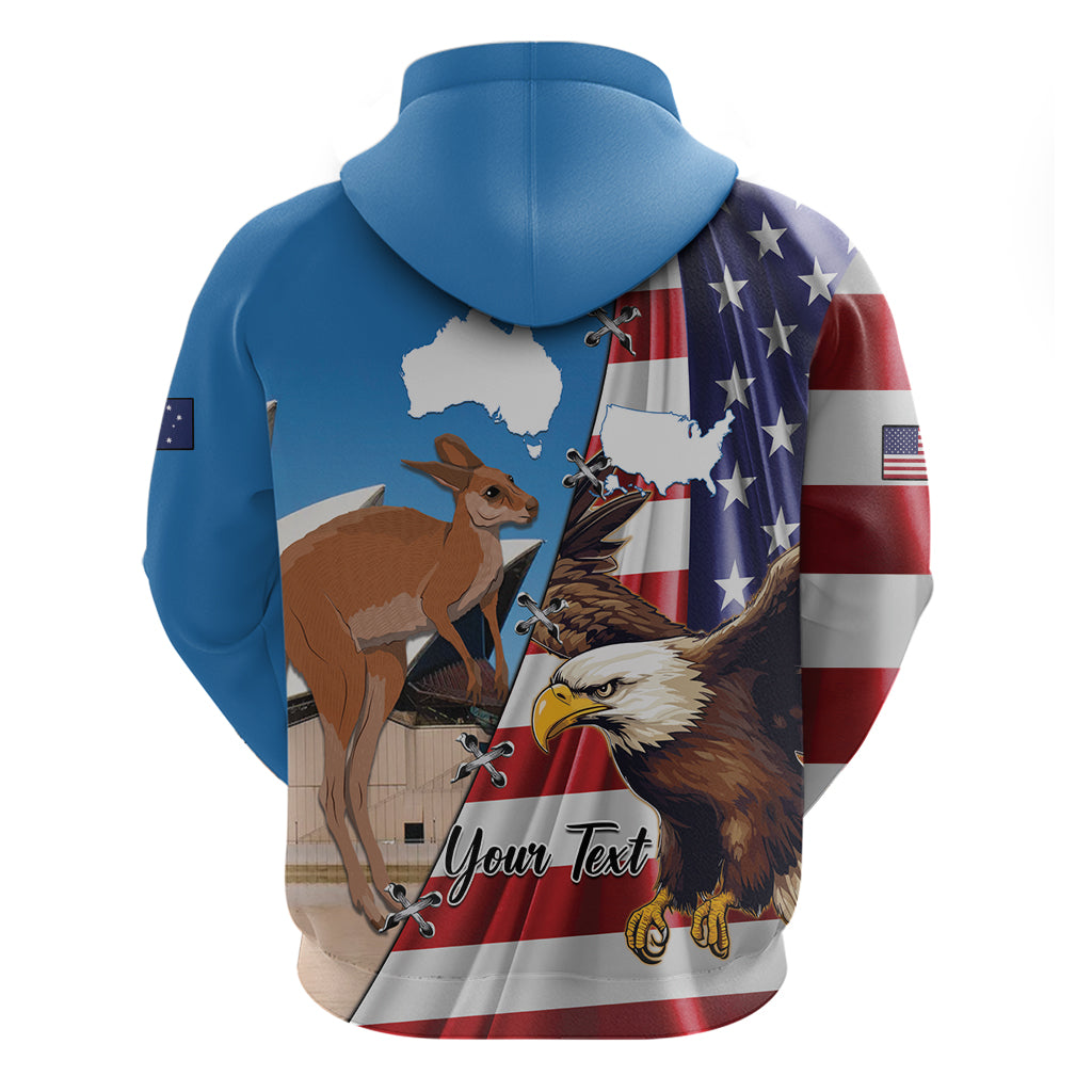 Personalised United States And Australia Hoodie USA Eagle With Aussie Kangaroo
