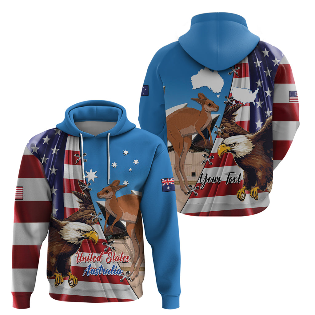 Personalised United States And Australia Hoodie USA Eagle With Aussie Kangaroo