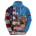 Personalised United States And Australia Hoodie USA Eagle With Aussie Kangaroo
