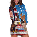 Personalised United States And Australia Hoodie Dress USA Eagle With Aussie Kangaroo