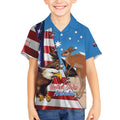 Personalised United States And Australia Kid Hawaiian Shirt USA Eagle With Aussie Kangaroo