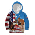 Personalised United States And Australia Kid Hoodie USA Eagle With Aussie Kangaroo