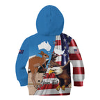 Personalised United States And Australia Kid Hoodie USA Eagle With Aussie Kangaroo