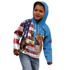 Personalised United States And Australia Kid Hoodie USA Eagle With Aussie Kangaroo