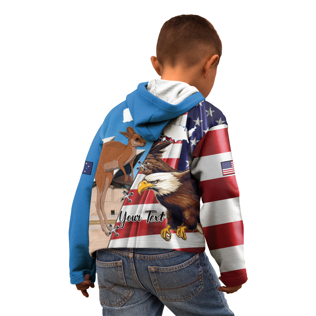 Personalised United States And Australia Kid Hoodie USA Eagle With Aussie Kangaroo