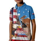 Personalised United States And Australia Kid Polo Shirt USA Eagle With Aussie Kangaroo