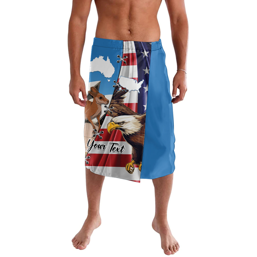 Personalised United States And Australia Lavalava USA Eagle With Aussie Kangaroo