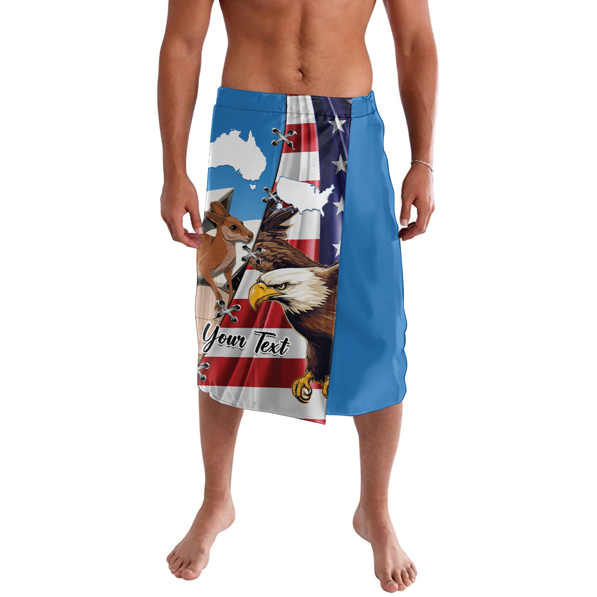 Personalised United States And Australia Lavalava USA Eagle With Aussie Kangaroo