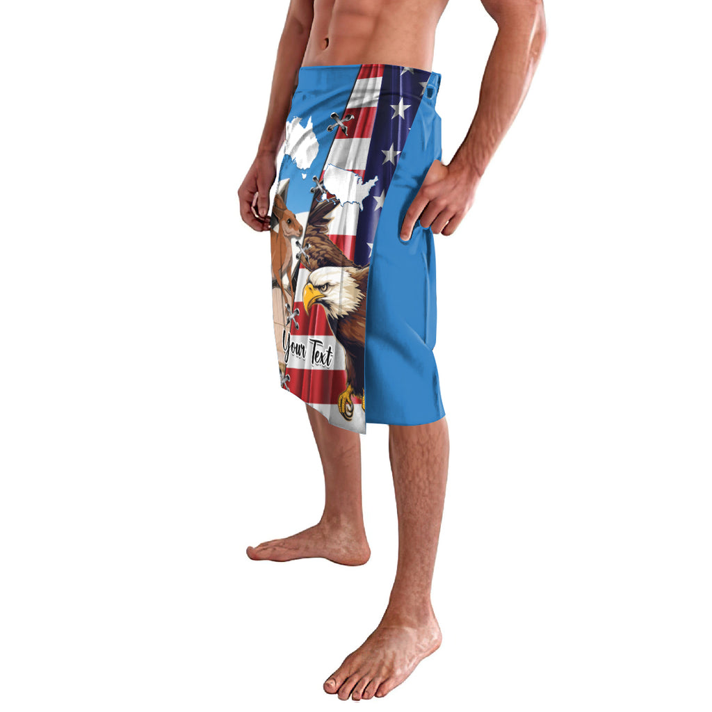 Personalised United States And Australia Lavalava USA Eagle With Aussie Kangaroo