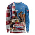 Personalised United States And Australia Long Sleeve Shirt USA Eagle With Aussie Kangaroo