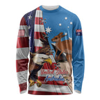 Personalised United States And Australia Long Sleeve Shirt USA Eagle With Aussie Kangaroo