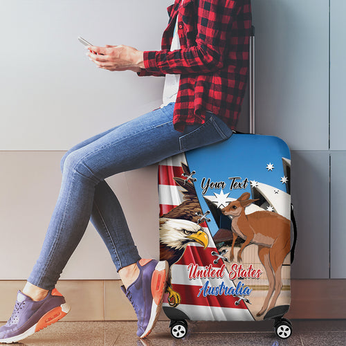 Personalised United States And Australia Luggage Cover USA Eagle With Aussie Kangaroo