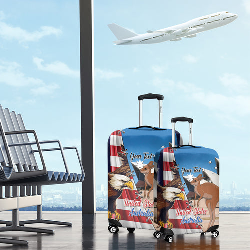 Personalised United States And Australia Luggage Cover USA Eagle With Aussie Kangaroo