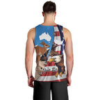 Personalised United States And Australia Men Tank Top USA Eagle With Aussie Kangaroo