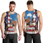 Personalised United States And Australia Men Tank Top USA Eagle With Aussie Kangaroo