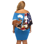Personalised United States And Australia Off Shoulder Short Dress USA Eagle With Aussie Kangaroo