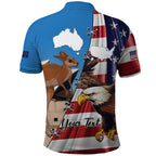 Personalised United States And Australia Polo Shirt USA Eagle With Aussie Kangaroo