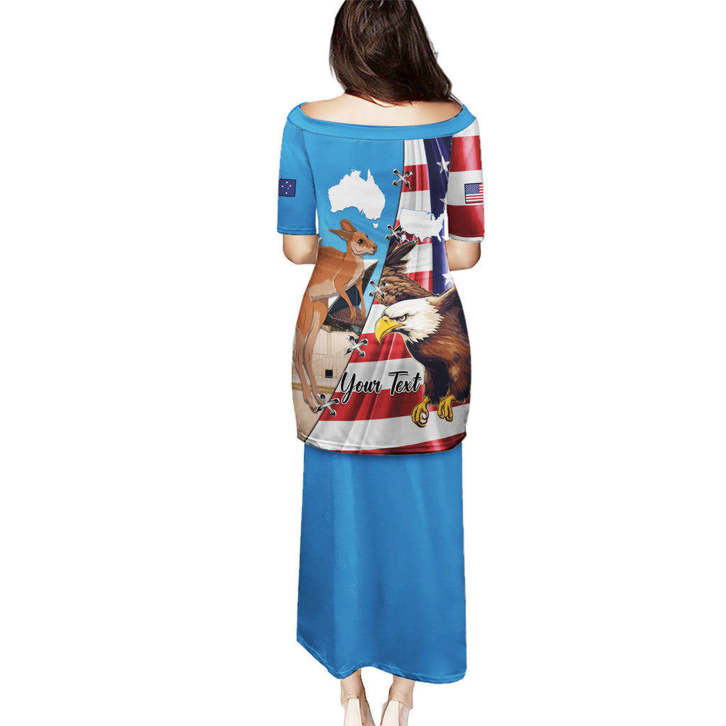 Personalised United States And Australia Puletasi USA Eagle With Aussie Kangaroo