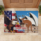 Personalised United States And Australia Rubber Doormat USA Eagle With Aussie Kangaroo