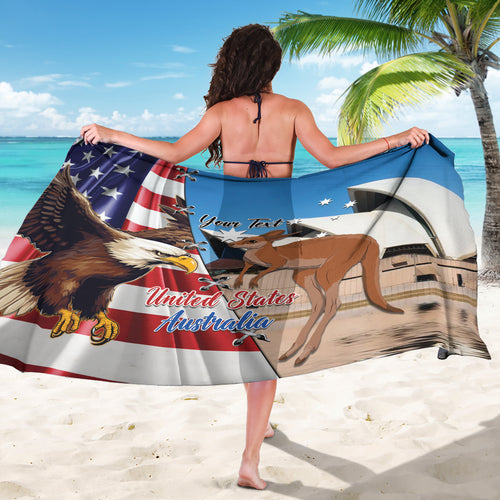 Personalised United States And Australia Sarong USA Eagle With Aussie Kangaroo