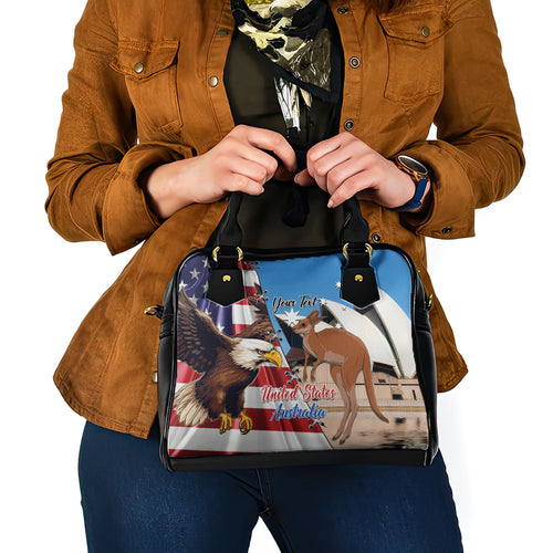 Personalised United States And Australia Shoulder Handbag USA Eagle With Aussie Kangaroo