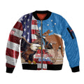 Personalised United States And Australia Sleeve Zip Bomber Jacket USA Eagle With Aussie Kangaroo