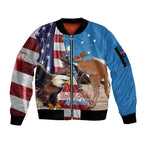 Personalised United States And Australia Sleeve Zip Bomber Jacket USA Eagle With Aussie Kangaroo