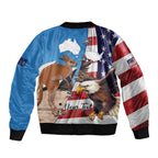 Personalised United States And Australia Sleeve Zip Bomber Jacket USA Eagle With Aussie Kangaroo
