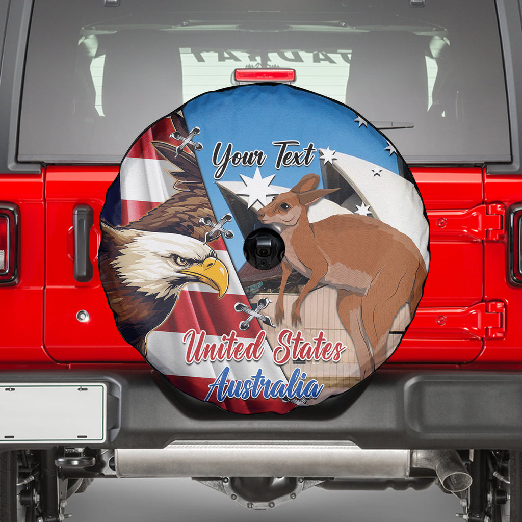 Personalised United States And Australia Spare Tire Cover USA Eagle With Aussie Kangaroo