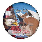 Personalised United States And Australia Spare Tire Cover USA Eagle With Aussie Kangaroo