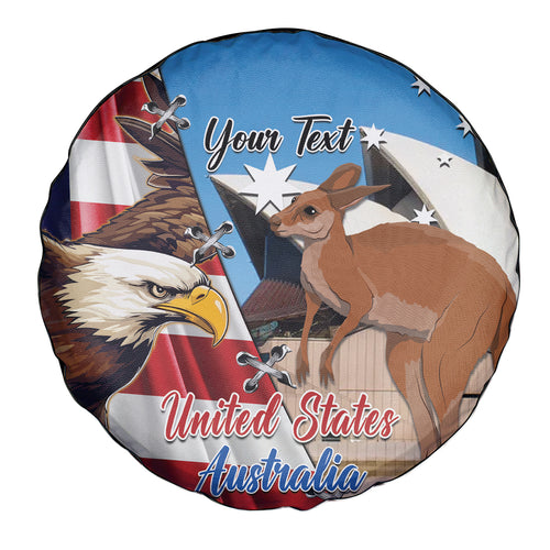 Personalised United States And Australia Spare Tire Cover USA Eagle With Aussie Kangaroo