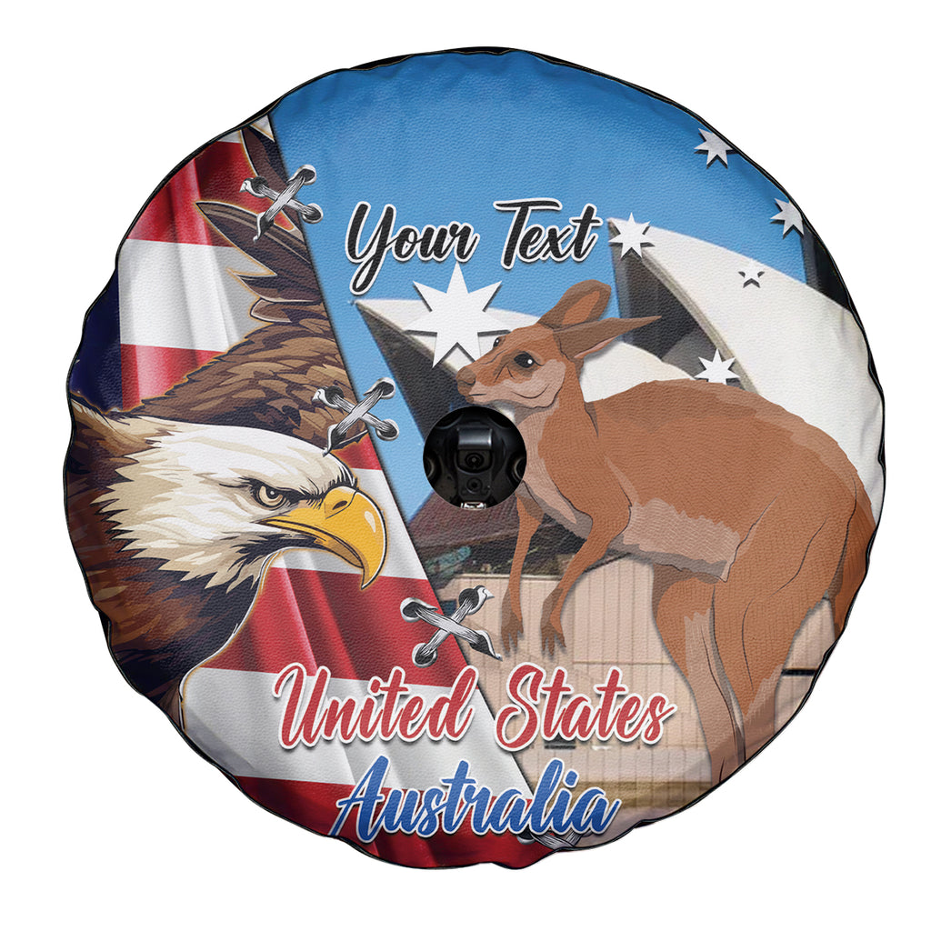 Personalised United States And Australia Spare Tire Cover USA Eagle With Aussie Kangaroo