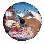 Personalised United States And Australia Spare Tire Cover USA Eagle With Aussie Kangaroo