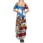Personalised United States And Australia Summer Maxi Dress USA Eagle With Aussie Kangaroo