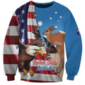 Personalised United States And Australia Sweatshirt USA Eagle With Aussie Kangaroo