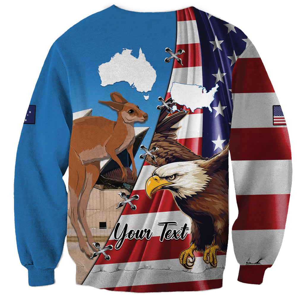 Personalised United States And Australia Sweatshirt USA Eagle With Aussie Kangaroo