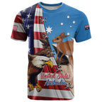Personalised United States And Australia T Shirt USA Eagle With Aussie Kangaroo