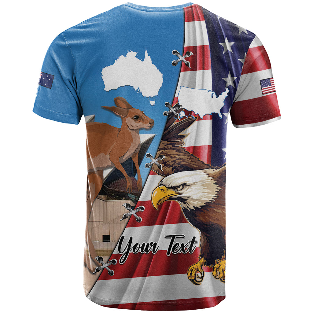 Personalised United States And Australia T Shirt USA Eagle With Aussie Kangaroo