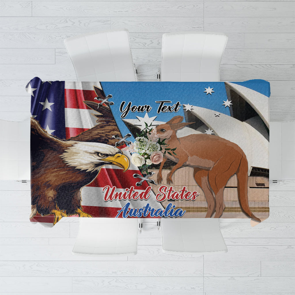 Personalised United States And Australia Tablecloth USA Eagle With Aussie Kangaroo